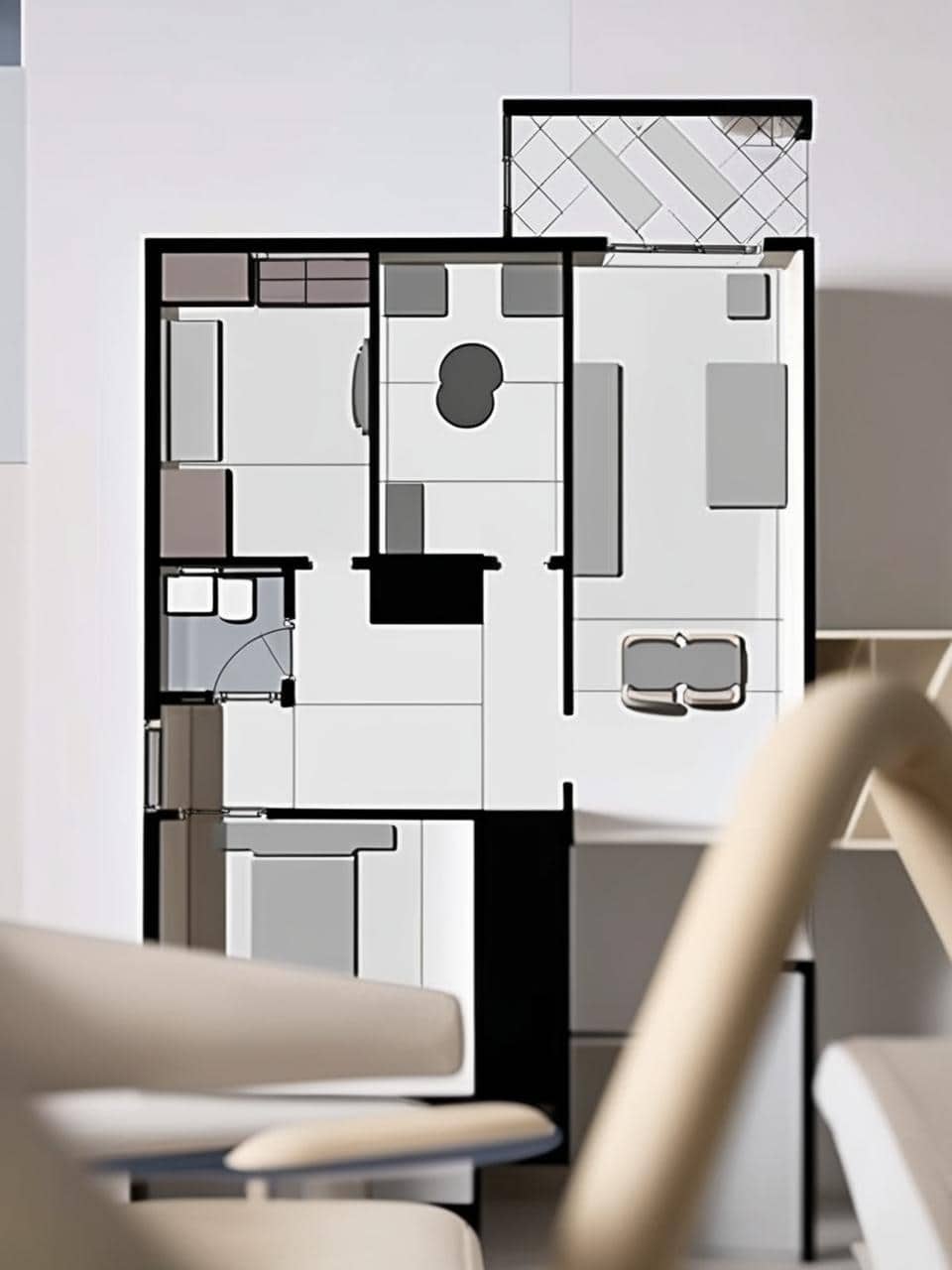 Project Consultation 1 closeup of a floor plan 2D