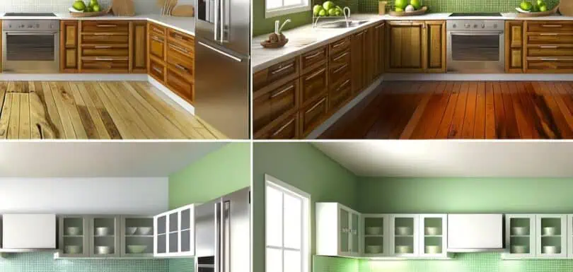 Before and After: 4 Fresh Green, White and Wood Kitchens (11 photos)