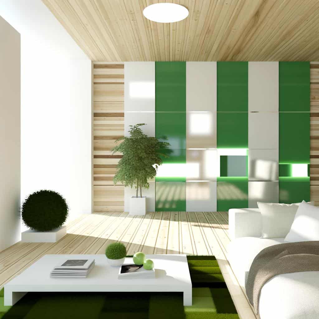 Choosing the Perfect Green Shade to Complement Wood and White Elements