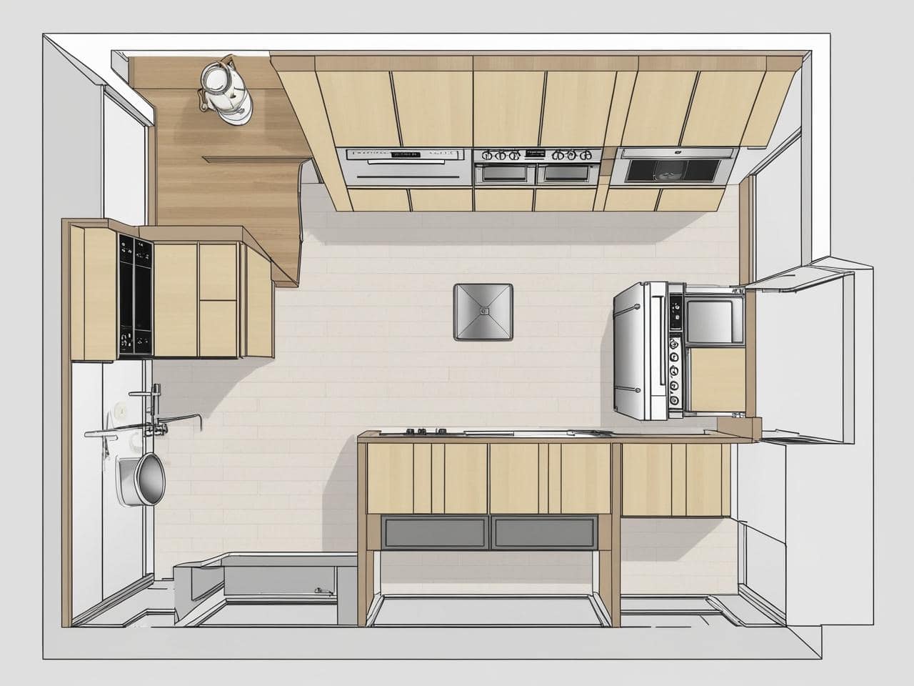 kitchen floor plan 2d
